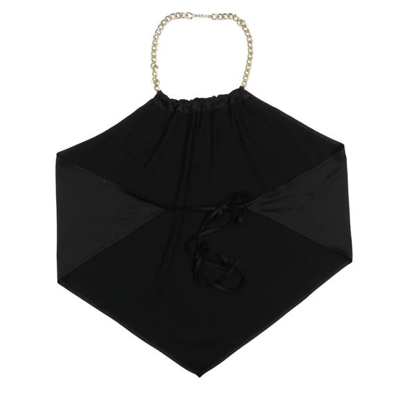 Olive Tree Black Halter Top With Gold Chain Strap Size Small - Picture 3 of 4